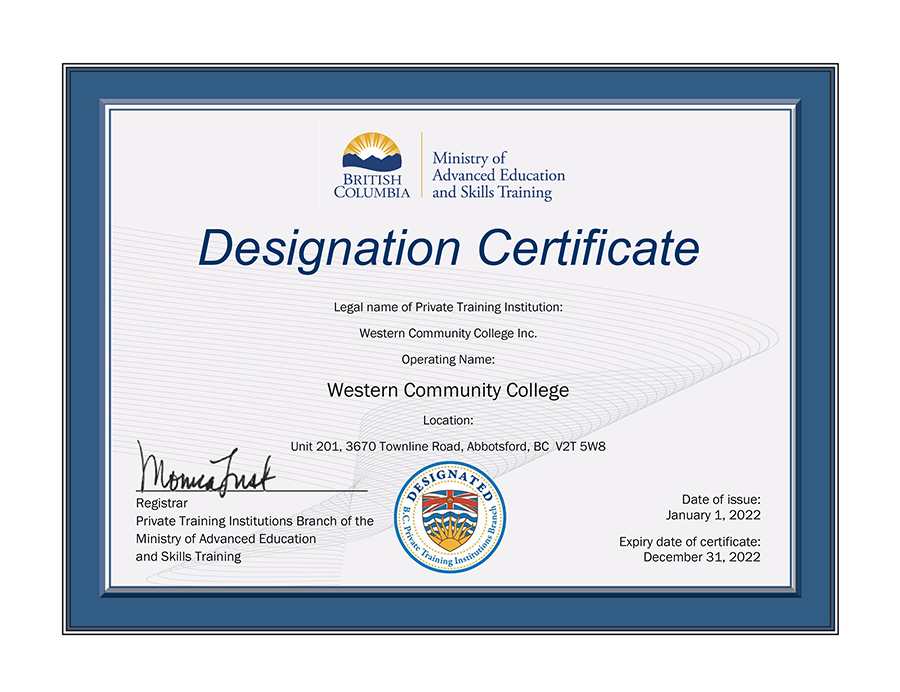 WCC Designation Certificates 2022 Abbotsford