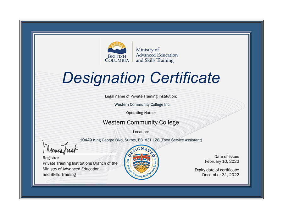 WCC Designation Certificates 2022 Surrey King George Blvd
